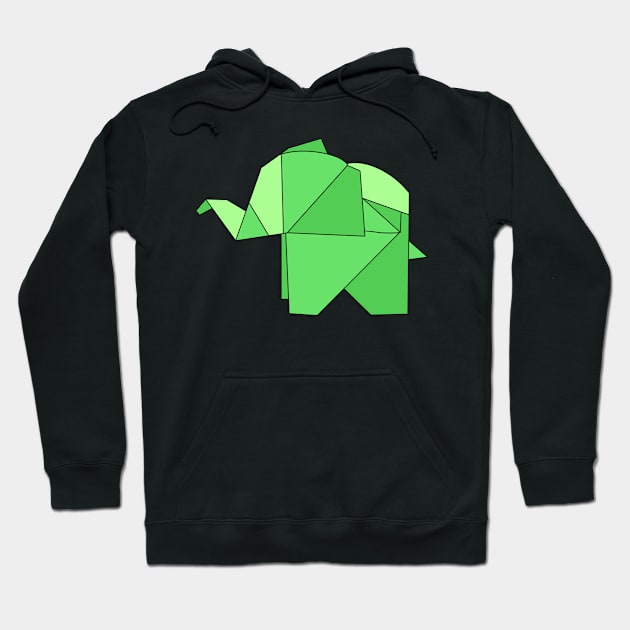 Green origami elephant Hoodie by CalliesArt